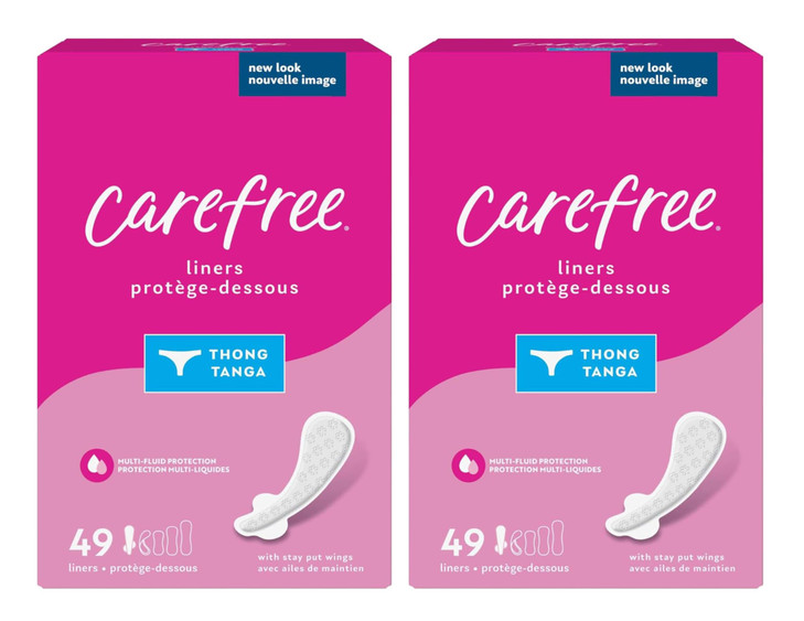 Carefree Thong Pantiliners, Unscented, 49 Count (Pack of 2)