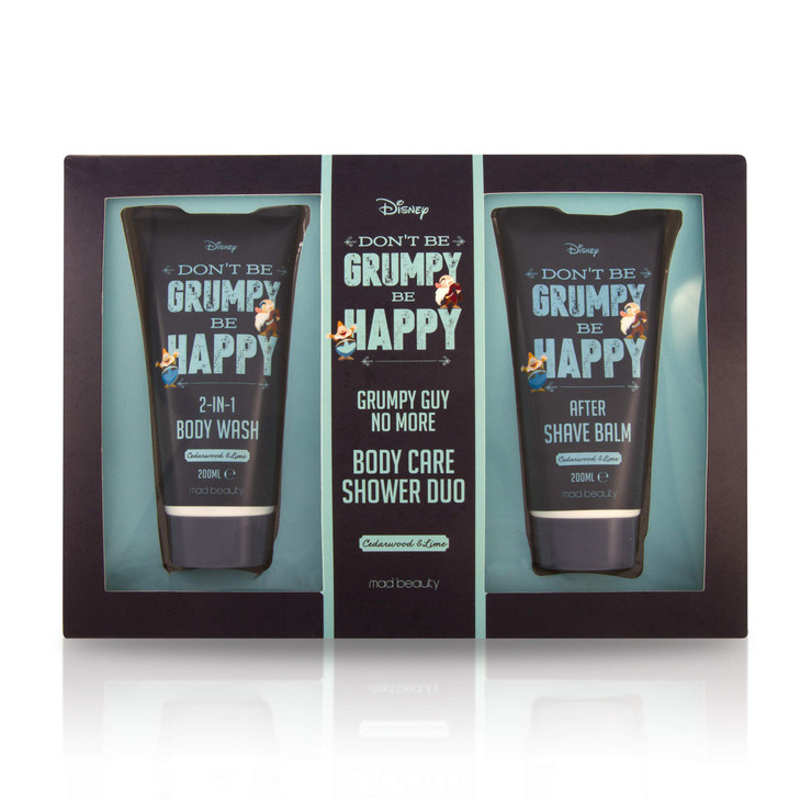 MAD BEAUTY Disney Grumpy Body Care Shower Duo, Cedarwood and Lime Body Wash and After Shave Balm (Each 200 ML), Grumpy Guy No More, Shower Travel Set