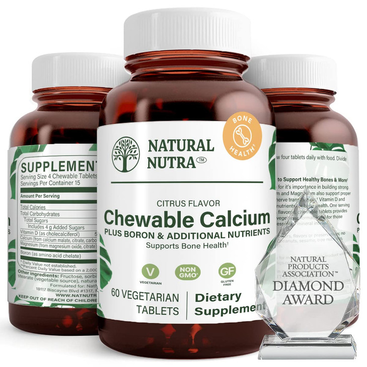 Natural Nutra Chewable Calcium Supplement for Bone Strength, Promotes Muscle Health, Helps Enhance Teeth Health, Support Nerve Health, and Cardiovasc