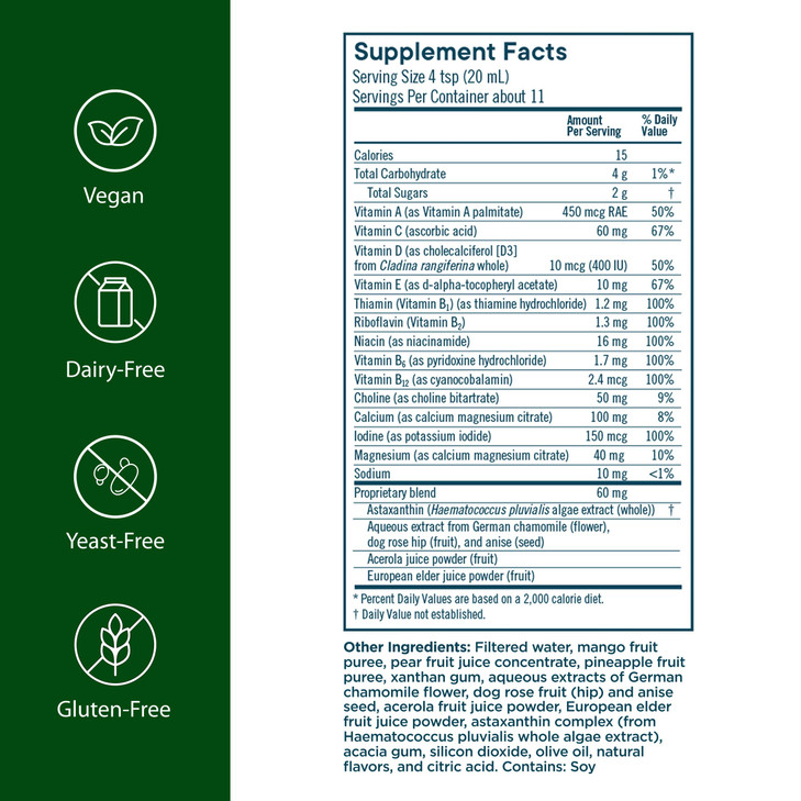 Flora - Kids Multi Essentials+, Liquid Multivitamin Formula, 13 Essential Vitamins & Minerals, 7.6 Fl Oz
