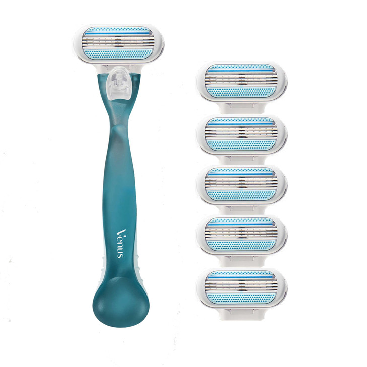 Gillette Venus Smooth Women's Razor Handle + 6 Refills with Soft-Grip Gel Handle