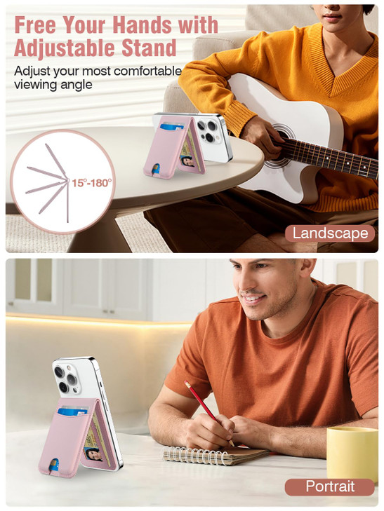 TopMade for MagSafe Wallet with Adjustable Stand, Strongest Magnetic Phone Card Holder for iPhone 17/16/15/14/13/12 Series, Leather RFID Blocking Wal