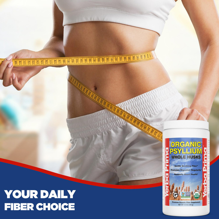Yerba Prima Organic Psyllium Whole Husks, 12 Ounce Fiber Supplement, Non GMO, Certified Organic
