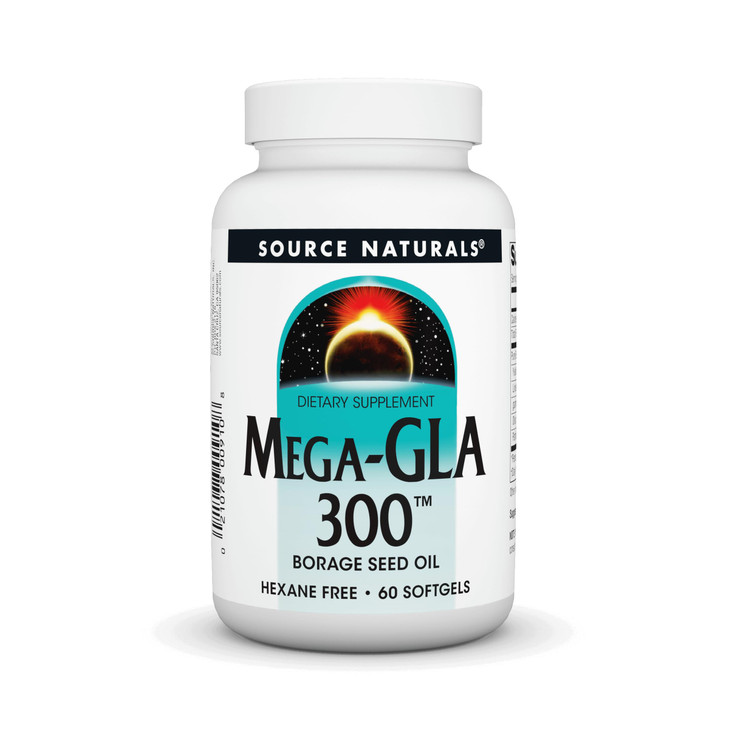 Source Naturals Mega-GLA 300 - Borage Seed Oil That is Hexane-Free - 60 Softgels