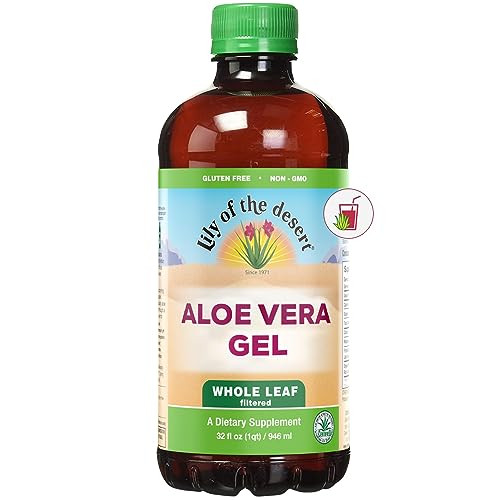 Lily Of The Desert Aloe Vera Gel, Preservative Free - Whole Leaf Filtered Thicker Consistency Aloe Vera Drink with Natural Vitamins, Digestive Enzyme