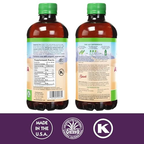 Lily Of The Desert Aloe Vera Gel, Preservative Free - Whole Leaf Filtered Thicker Consistency Aloe Vera Drink with Natural Vitamins, Digestive Enzyme