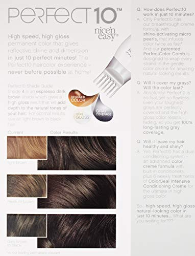 Clairol Nice'n Easy Perfect 10 Permanent Hair Dye, 4 Dark Brown Hair Color, Pack of 2
