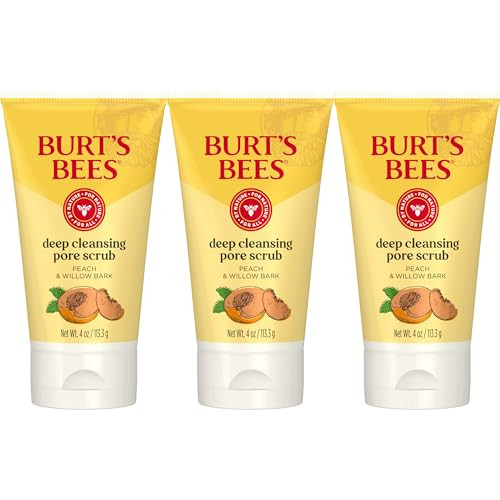 Burt's Bees Deep Cleansing Pore Scrub with Peach and Willow Bark, 4 Ounces, Pack of 3