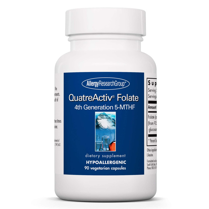 Allergy Research Group QuatreActiv Folate Supplement - Methylfolate, 5-MTHF, Methylation Support, Quatrefolic, Vegetarian Capsules - 90 Count