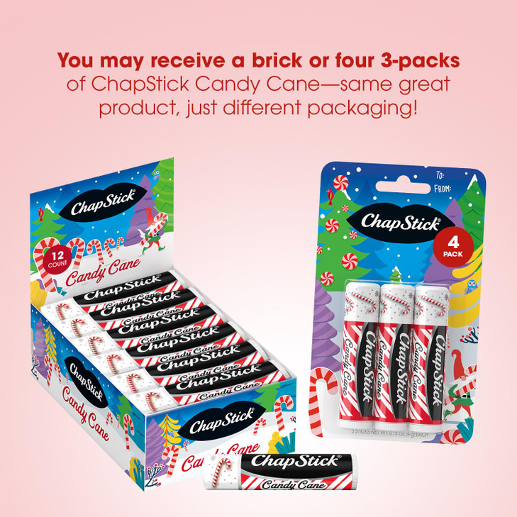 ChapStick Bulk Lip Balm, Candy Cane Packs (12 Sticks)  Fresh & Minty Lip Moisturizer, Stocking Stuffer, 0.15 Oz Ea