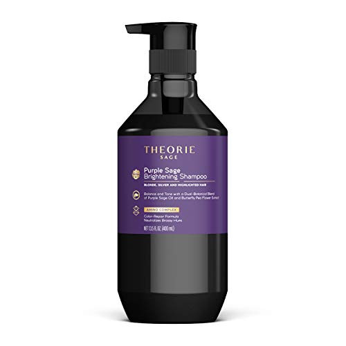 Theorie Purple Sage Brightening Shampoo- Balance, Tone & Brighten Blonde, Silver, Grey, Bleached, Color Treated or Highlighted Hair, Eliminate Brassi