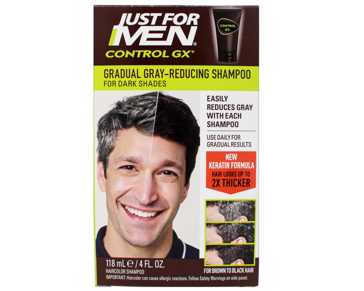Just for Men Control GX Grey Reducing Shampoo, Gradual Hair Color, 4 fl oz