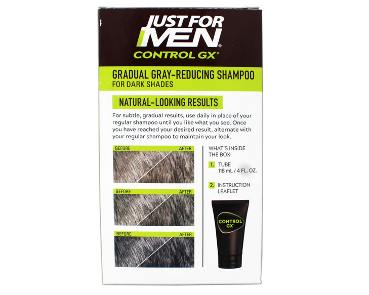 Just for Men Control GX Grey Reducing Shampoo, Gradual Hair Color, 4 fl oz