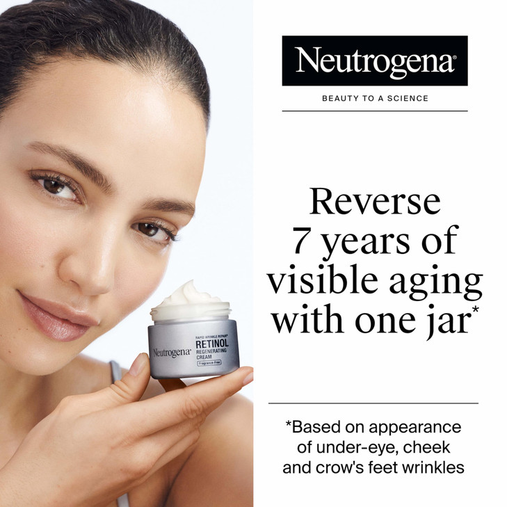 Neutrogena Rapid Wrinkle Repair, Retinol Face Moisturizer, Daily Anti-Aging Neck & Face Cream with Hyaluronic Acid, Retinol Cream, Fragrance-Free, Fa
