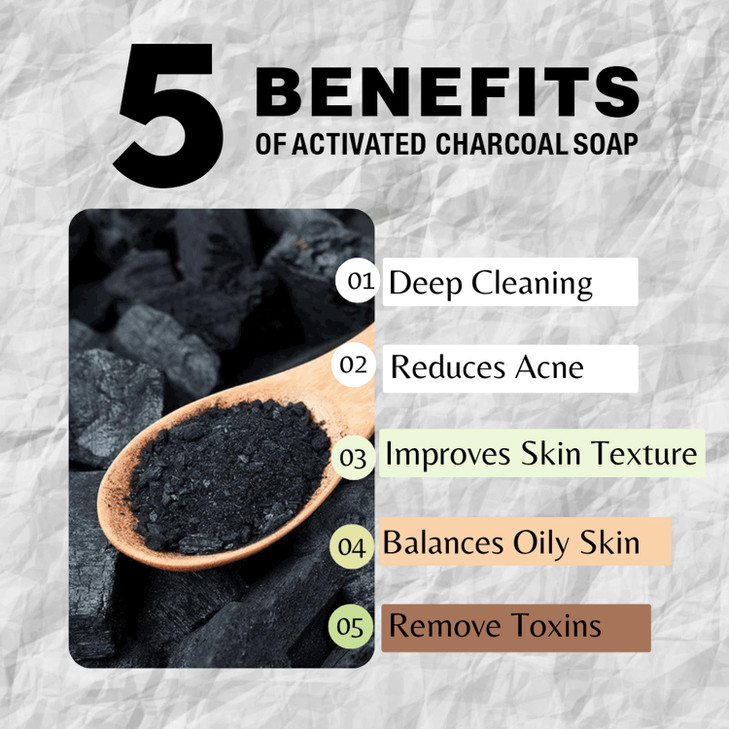 One With Nature Activated Charcoal Soap 7oz 3-Pack  Detoxifying and Exfoliating Charcoal Soap Bar with Dead Sea Salt for Face & Body, for Men & Wome