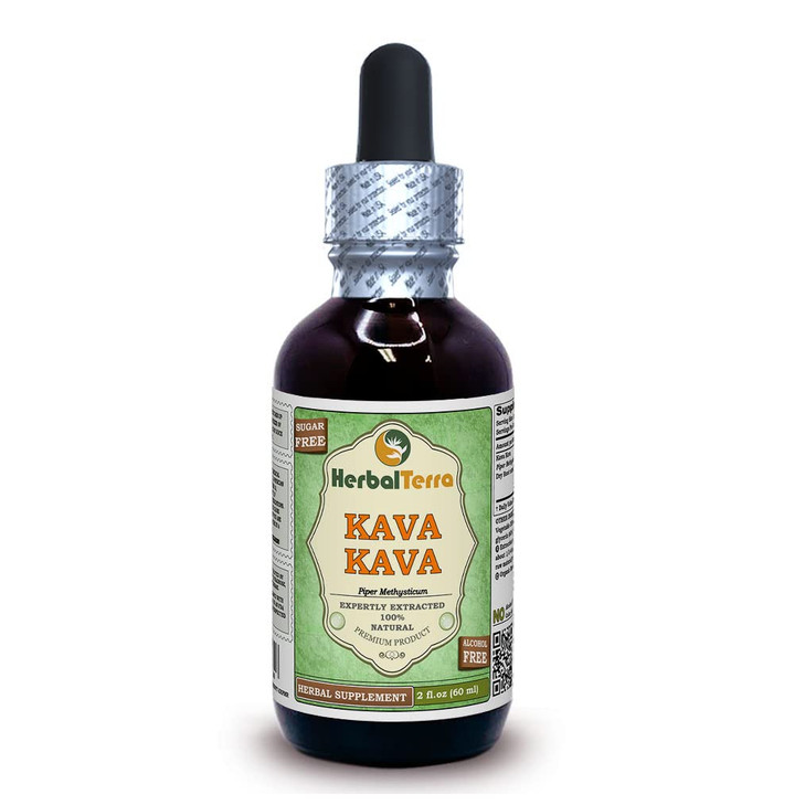 Herbal Terra LLC Kava Kava (Piper Methysticum) Glycerite, Dried Root Alcohol-Free Liquid Extract 2 oz