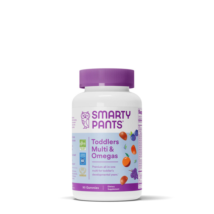 SmartyPants Toddler Multivitamin Gummies: Omega 3 Fish Oil (EPA/DHA), Vitamin D3, C, Vitamin B12, B6, A, K & Zinc, Biotin, Beta Carotene, Gluten Free