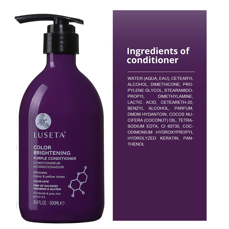 Luseta Color Brightening Purple Conditioner for Blonde and Gray Hair -Infused with Cocos Nucifera Oil to Help Nourish, Moisturize and Condition hair,