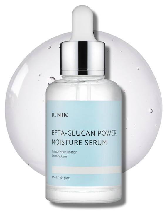 IUNIK Beta-Glucan Power Deep Moisture Vegan Serum Intense Hydration Mushroom Yeast Extracts Naturally-derived - Dry Mature Sagging Sensitive Skin Cel