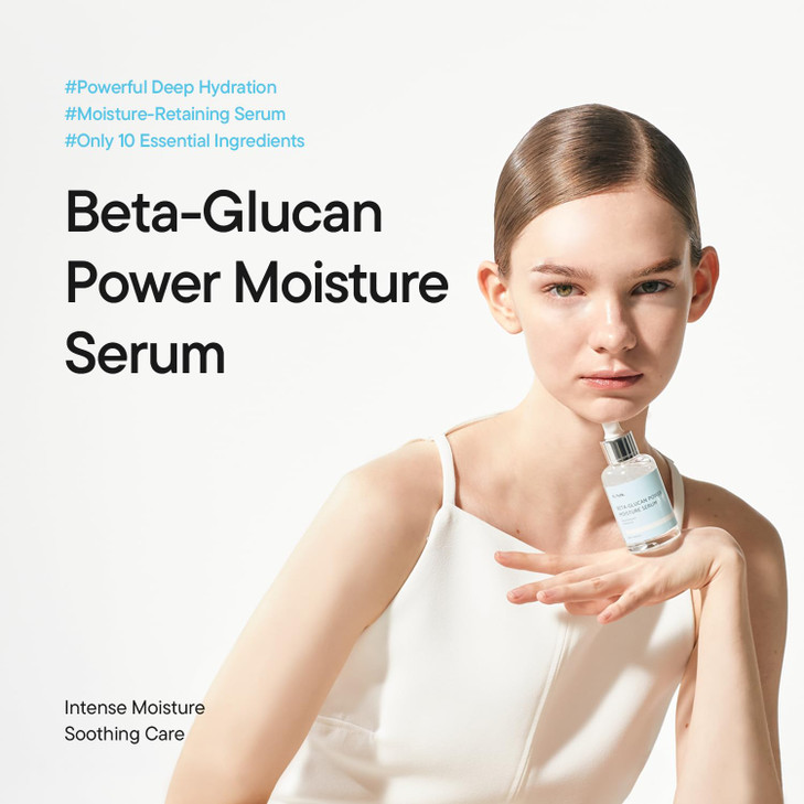 IUNIK Beta-Glucan Power Deep Moisture Vegan Serum Intense Hydration Mushroom Yeast Extracts Naturally-derived - Dry Mature Sagging Sensitive Skin Cel