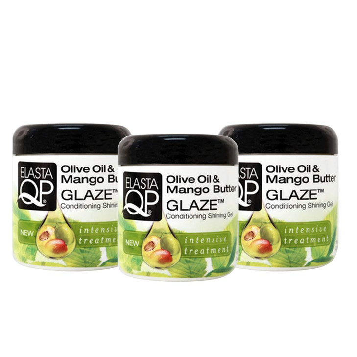 ELASTA QP Olive Oil & Mango Butter Glaze (3 Pack) - For Softer Fuller Looking Hair, Intensive Treatment, Strengthens, Thermal Protecting, Moisturizin