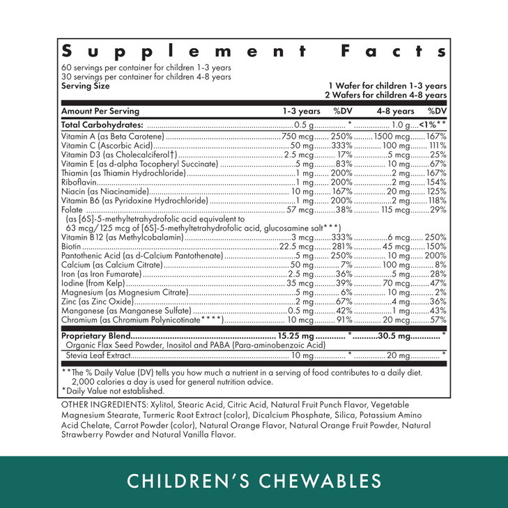 MICHAEL'S Health Naturopathic Programs Childrens Chewables - 60 Vegetarian Wafers - Fruit Punch Flavor - Multivitamin & Mineral Supplement - Kosher