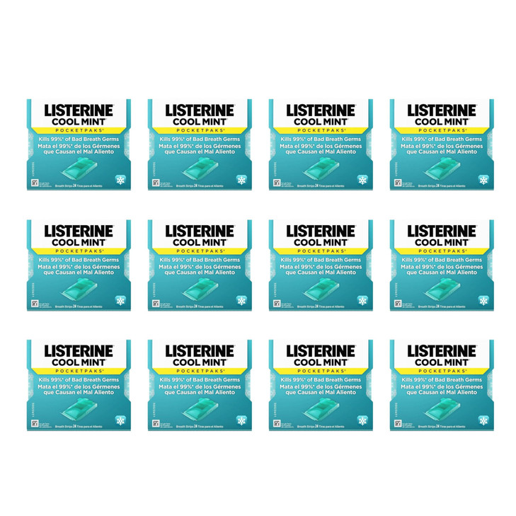 Listerine Cool Mint PocketPaks Portable Breath Strips for Bad Breath, Fresh Breath Strips Dissolve Instantly to Kill 99% of Bad Breath Germs* On-The-