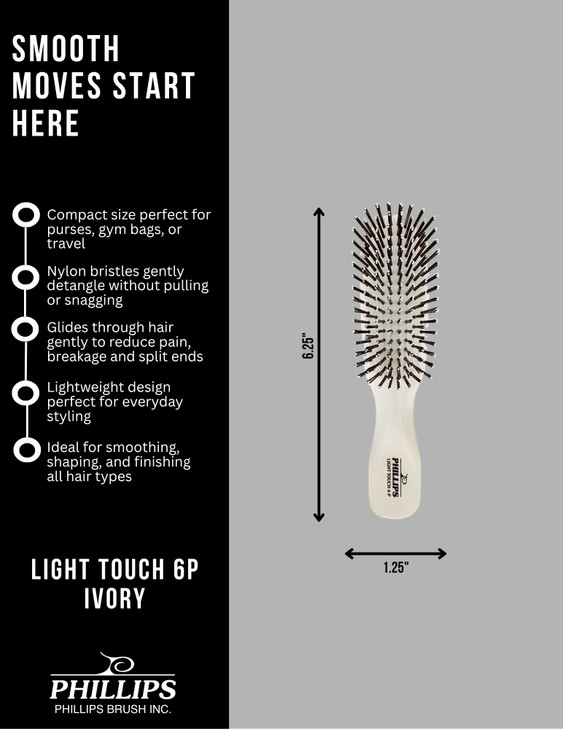 Phillips Brush Light Touch Brush 6P Hair Brush (Petite Size)