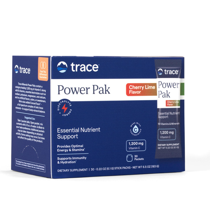 Trace Minerals Power Pak - Multivitamin Packets for Essential Nutrient Support - Hydration, Immunity & Energy - Natural Vitamins & Minerals - Cherry