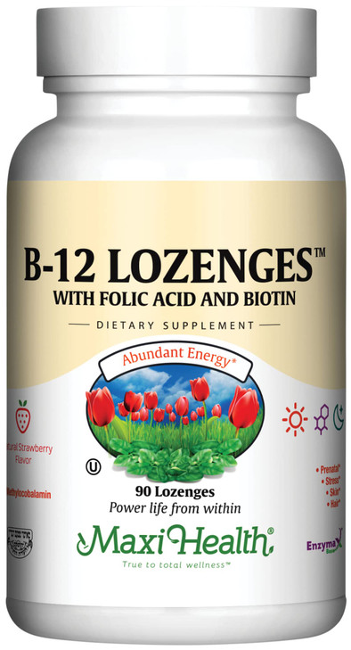 Vitamin B12 Lozenges with Folic Acid and Biotin - Sublingual B 12 Vitamins Strawberry Flavor - Vegetarian Kosher B 12 Vitamin - VIT B12 Supplement fo