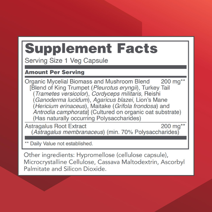Protocol Mycel Immune Plus - Mushroom Blend with Astragalus Extract - Immune Support Supplement* - Cordyceps, Lions Mane, Maitake & More - Non-GMO &