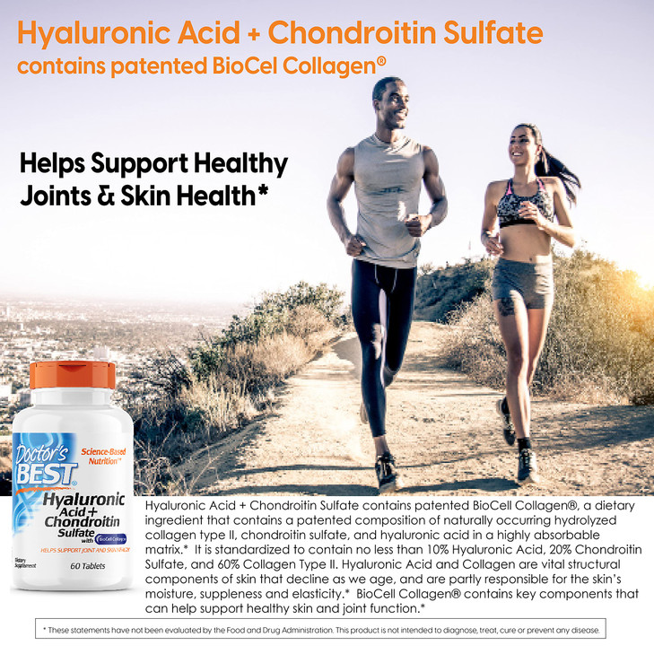 Doctor's Best Hyaluronic Acid with Chondroitin Sulfate, featuring BioCell Collagen, Non-GMO, Gluten Free, Soy Free, Joint Support