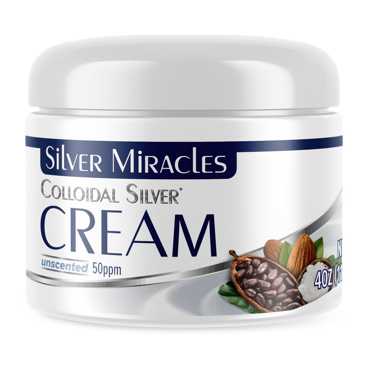 Silver Miracles Colloidal Silver Cream - 4oz - Colloidal Silver Skin Healing Cream - Scent And Dye Free - Moisturizes Dry Skin - Made With 99.999% Pu