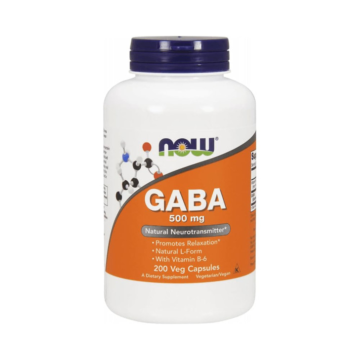 NOW Foods - GABA with Vitamin B6 500 mg. - 200 Vegetarian Capsules