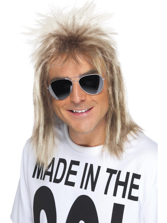 Smiffys Men's One Size 80s Mullet Wig, Blonde (42021)