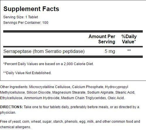 Cardiovascular Research Serraflazyme Serrapeptase Enzyme 100 Tabs