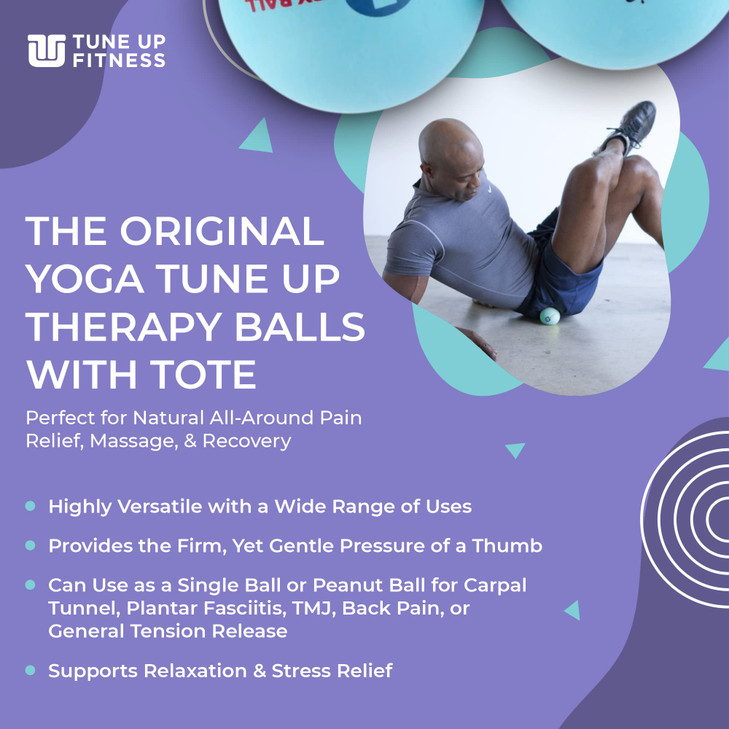 YOGA TUNE UP® Therapy Balls in Tote by Tune Up Fitness - Massage Balls for Trigger Point, Pressure Point & Myofascial Release - Use as Single or Pean