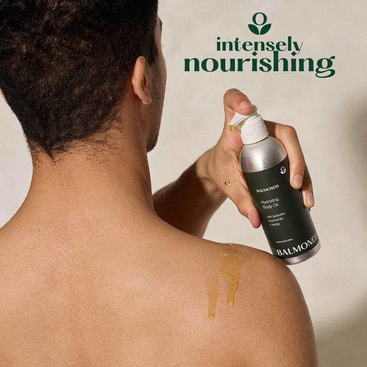 Balmonds Hydrating Body Oil - 100% Natural Skin Oil For Dry & Sensitive Skin, Fragrance Free & Made With Chamomile & Lavender, Vegan & Cruelty Free (
