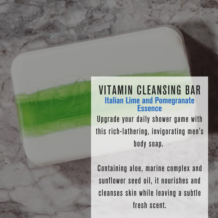 Baxter of California Vitamin Cleansing Bar for Men for All Skin Types - Italian Lime and Pomegranate Essence - 7 Oz