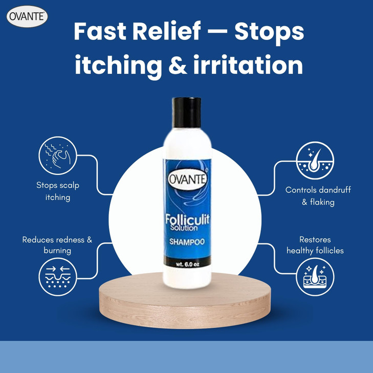 OVANTE Folliculitis Shampoo for Itchy Scalp, Flakes & Dandruff  Tea Tree Scalp Cleanser for Oily, Dry or Sensitive Scalp  Soothes, Exfoliates - 6 o