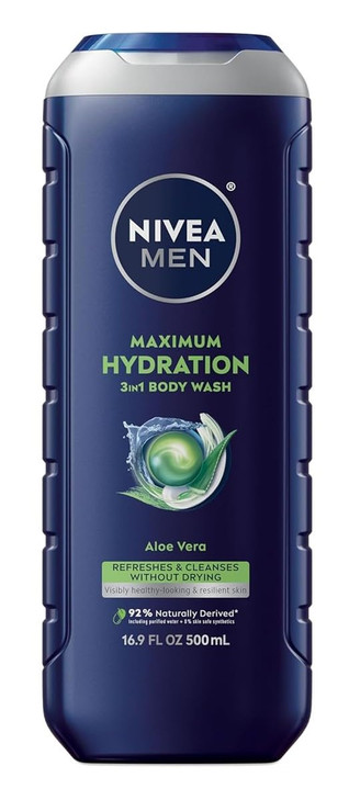 Nivea Men Maximum Hydration 3-in-1 Body Wash, 16.9 fl oz (Pack of 2)