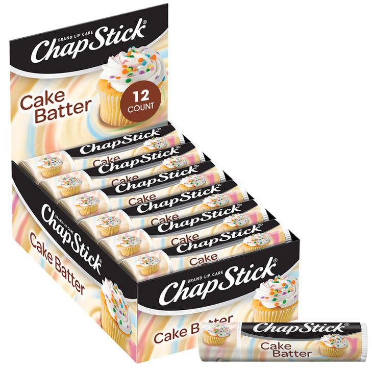 ChapStick Bulk Lip Balm, Cake Batter, 12-Pack  Delicious & Sweet Lip Moisturizer for Dry Lips, Birthday Gifts, Stocking Stuffers, 0.15