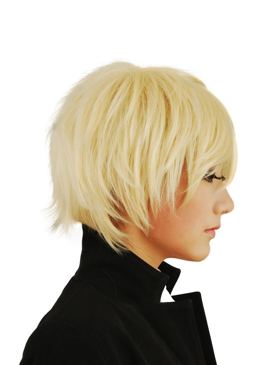 HH Building Cosplay Wig Men's Short Layered Halloween Costume Hair Wig (Blonde) 12 Inch / 30 cm