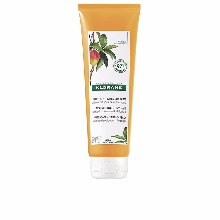 Klorane Nourishing Leave-in Cream with Mango Butter, Moisturize, Hydrate and Smoothe Dry Hair, Paraben, Silicone, Sulfate Free, 4.2 oz.