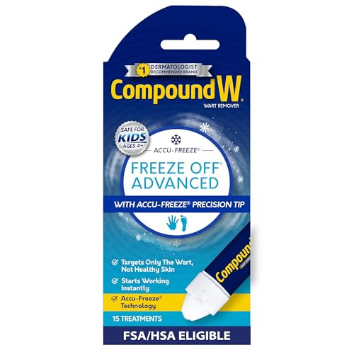 Compound W Freeze Off Advanced Wart Remover, Precision Tip Accu-Freeze Applicator, 15 Wart Removal Treatments