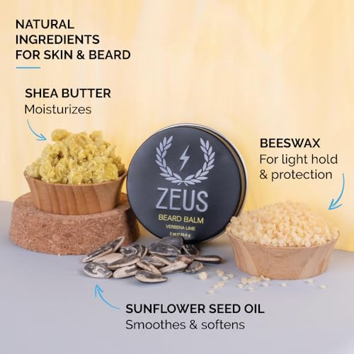 ZEUS Conditioning Beard Balm for Men - 2 Oz - Natural Softening Conditioner for Facial Hair