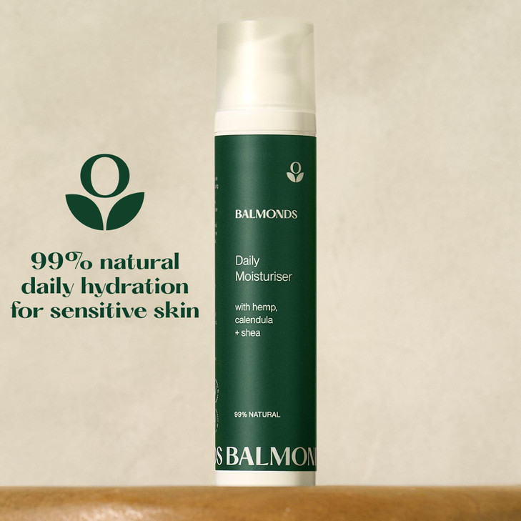 Balmonds - Daily Moisturizing Cream - 3.5oz. (100ml) - 99% Natural Moisturizer - Face & Body - Fragrance Free - Vegan/Cruelty Free - All Skin Types
