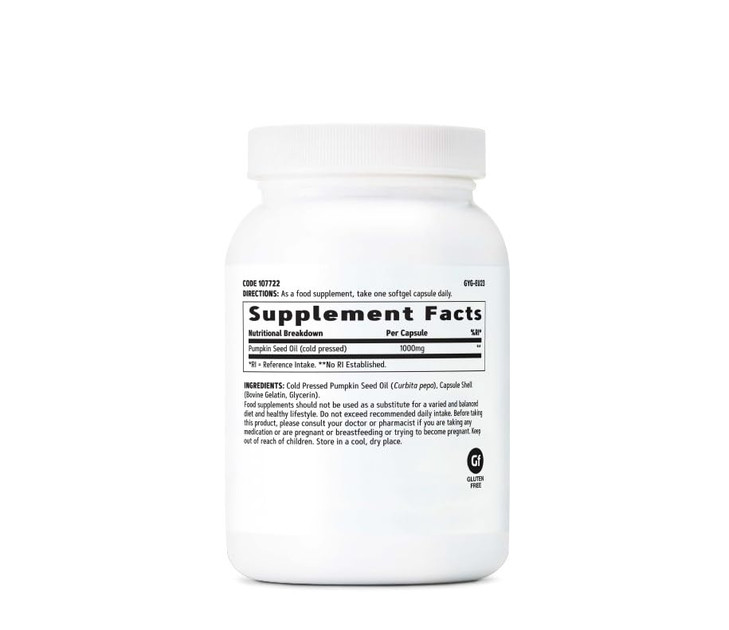 GNC Pumpkin Seed Oil 1000mg Supplement, Supports Prostate Health, 100 Servings