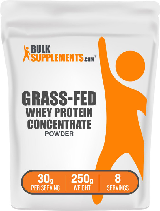 BulkSupplements.com Grass Fed Whey Protein Powder - Whey Protein Concentrate Powder - Unflavored & Gluten Free, 30g per Serving, 250g (8.8 oz) (Pack