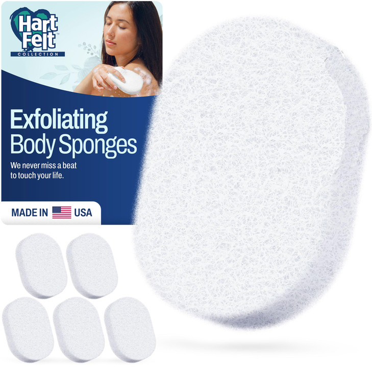 HartFelt Bath Sponges for Shower | Oval Body Wash Scrubber for Exfoliating Skin | Clean and Refresh Body, Back & Arms | Chemical-Free Body Sponge | M